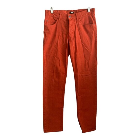 H&M Jeans Womens 29 Rusted Orange Button Fly Denim Stretch - Picture 12 of 12